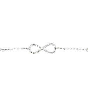 14k White Gold Infinity Sign Bracelet with Diamonds
